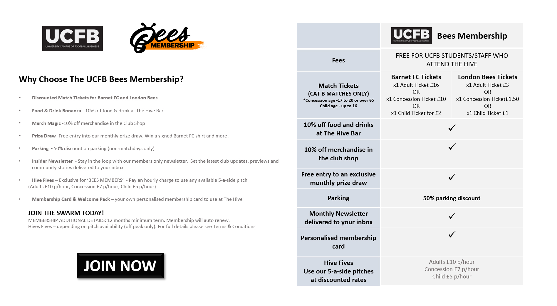 UCFB memberships